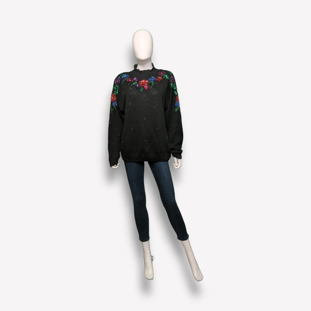 Vintage Maggie Lawrence Embellished Sweater, L